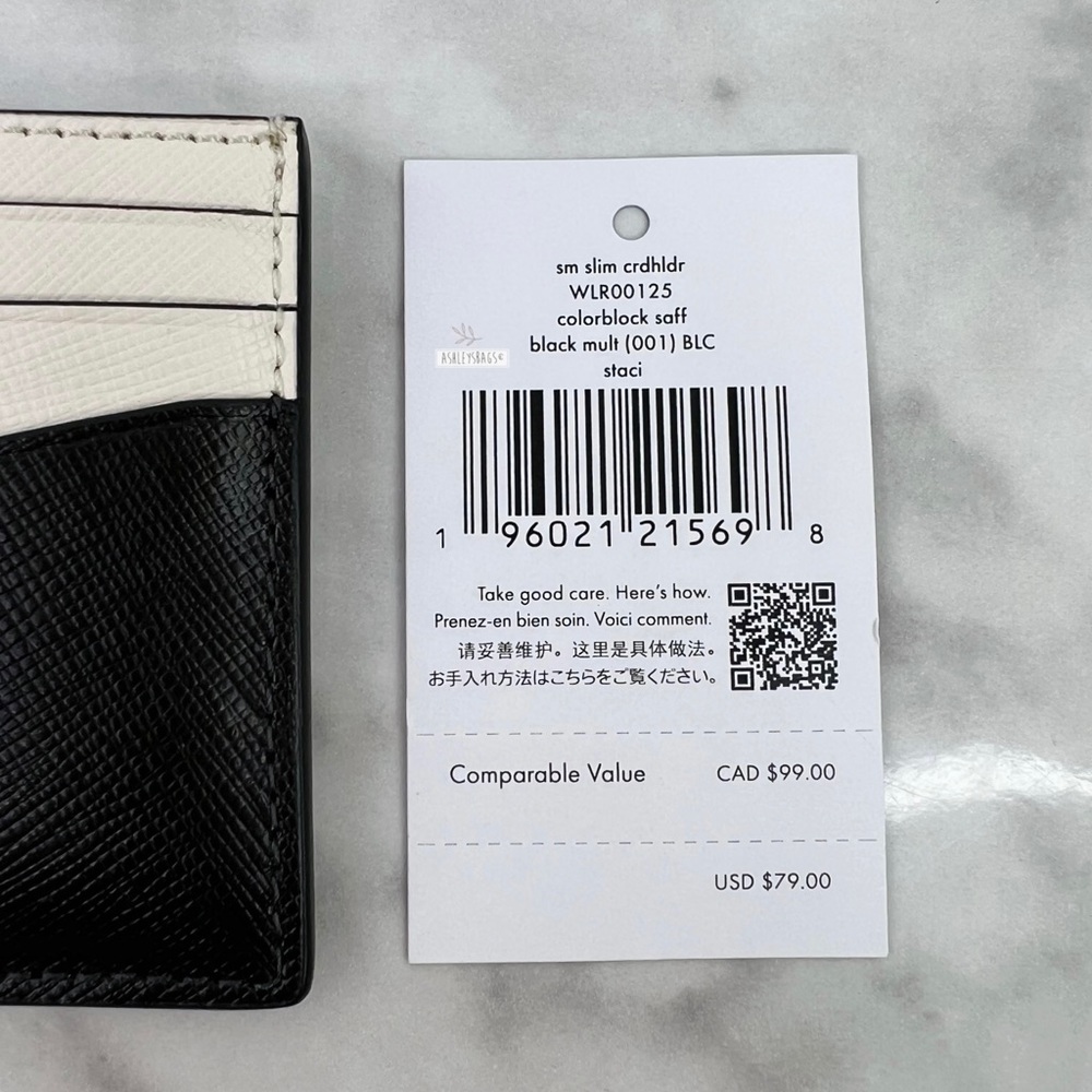 Kate Spade Staci Saffiano Leather Slim Card Holder Wallet In Black Multi - Picture 5 of 5